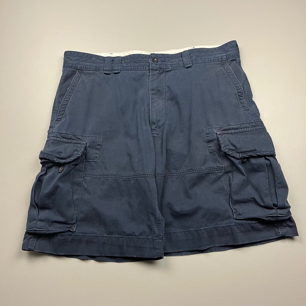 VTG Polo Ralph Lauren Cargo Shorts Mens 38 Navy Blue Cotton Utility Multi-Pocket